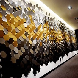3D Altıgen Duvar Paneli Altın