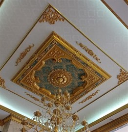 Altın Zümrüt Yeşil Kare Saray Tavan 150*150 cm | Dekonil