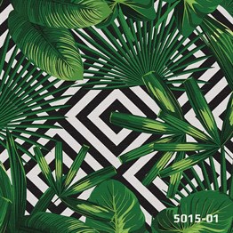 Deco Stone 5015-01 Yeşil-Siyah yaprak Desenli Duvar Kağıdı Modelleri ve Fiyatları